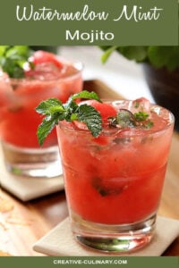 Watermelon Mint Mojito Cocktail in a Lowball Glass