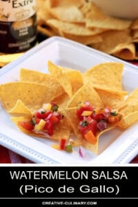 Watermelon Salsa Served on Tortilla Chips