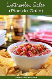 Watermelon Salsa with Red, Orange, Yellow, and Jalapeno Peppers