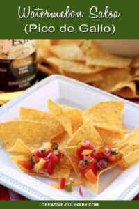 Watermelon Salsa Served on Tortilla Chips